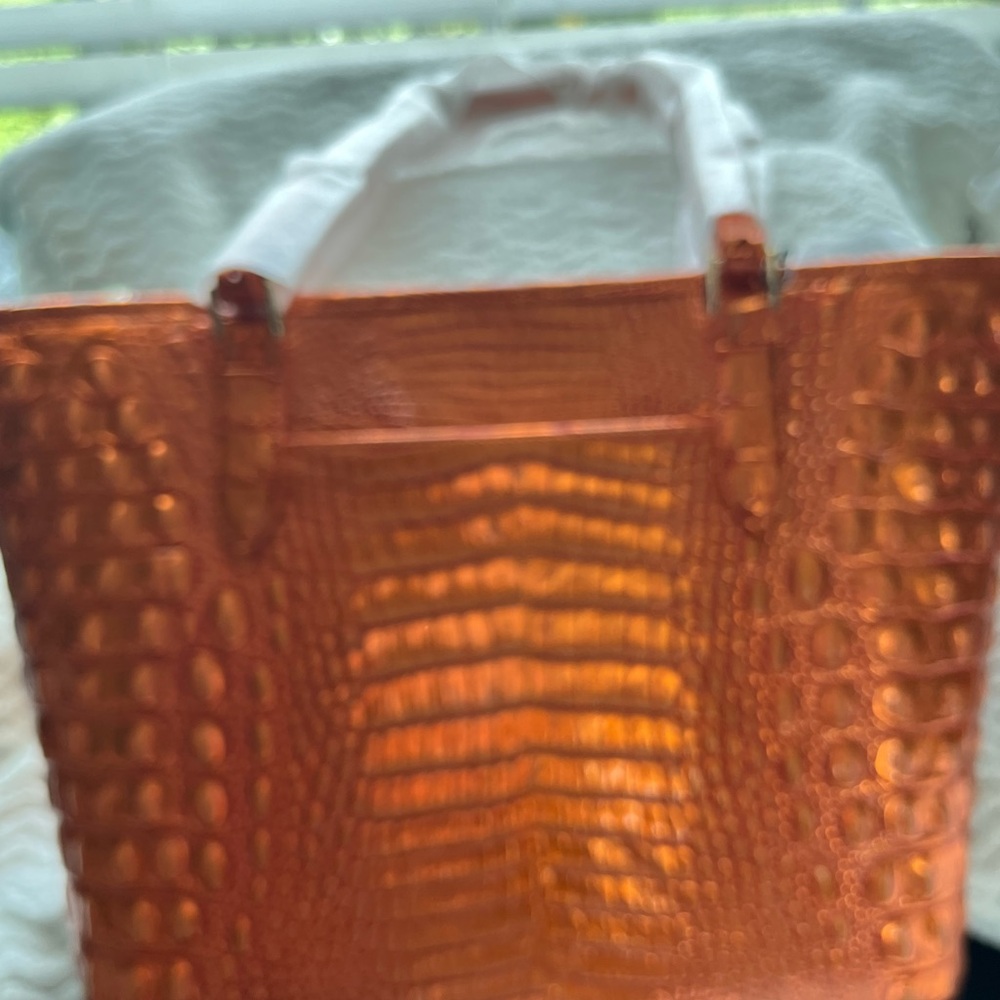 Brahmin Burnt Orange Croc-Embossed Shoulder Bag - Picture 5 of 9
